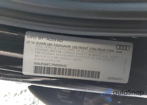 2015 Audi A6 3.0T Premium Plus из США, поврежденный, VIN WAUFGAFC1FN009442